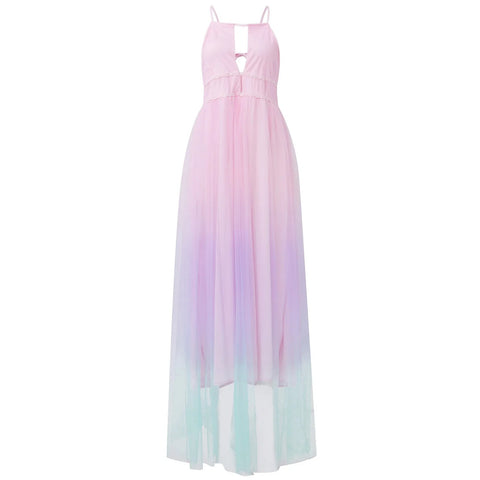 Sexy Backless Zipper Strap Prom Gradient Sleeveless Ceremonial Dress CODE: KAR3118
