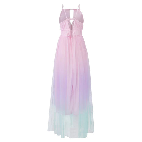 Sexy Backless Zipper Strap Prom Gradient Sleeveless Ceremonial Dress CODE: KAR3118