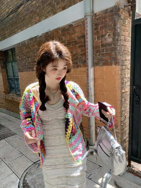 Colorful Loose Knitting Crochet Cardigan Jacket CODE: KAR3125