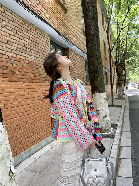 Colorful Loose Knitting Crochet Cardigan Jacket CODE: KAR3125