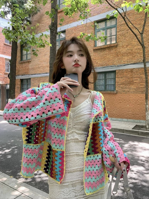 Colorful Loose Knitting Crochet Cardigan Jacket CODE: KAR3125