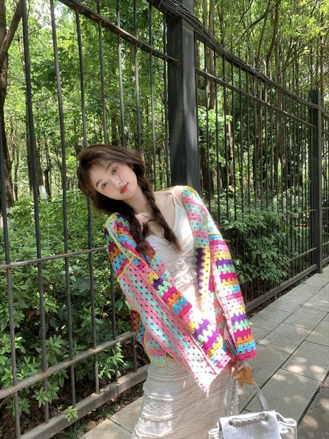 Colorful Loose Knitting Crochet Cardigan Jacket CODE: KAR3125