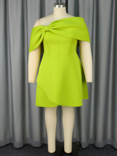New Big Bow Neck Empire Asymmetrical A Line Party Dress CODE: KAR3126