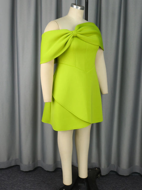 New Big Bow Neck Empire Asymmetrical A Line Party Dress CODE: KAR3126