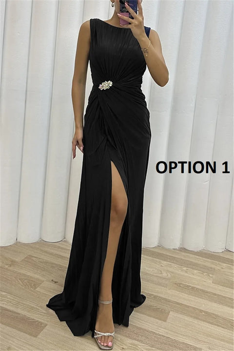 Summer Pleated Fashion High Split Casual Dresse CODE: KAR3129