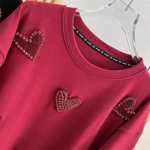 Diamond heart sweet short sleeve loose Top CODE: KAR3132