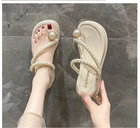 New Luxury Slides String Bead Platform Slippers CODE: KAR3141
