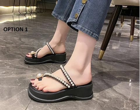 New Luxury Slides String Bead Platform Slippers CODE: KAR3141