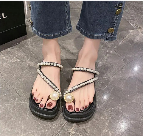 New Luxury Slides String Bead Platform Slippers CODE: KAR3141