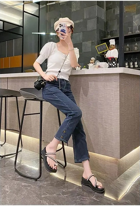 New Luxury Slides String Bead Platform Slippers CODE: KAR3141