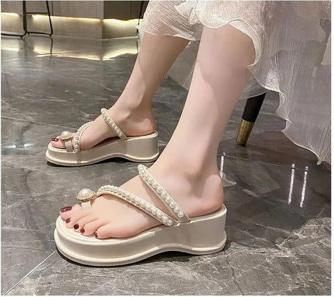 New Luxury Slides String Bead Platform Slippers CODE: KAR3141