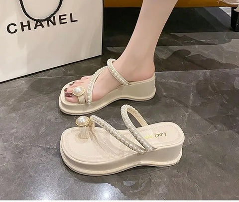 New Luxury Slides String Bead Platform Slippers CODE: KAR3141