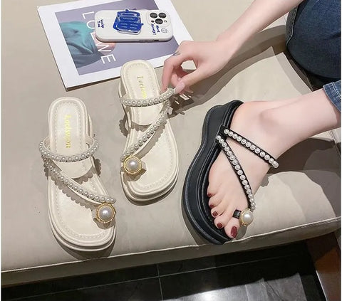 New Luxury Slides String Bead Platform Slippers CODE: KAR3141
