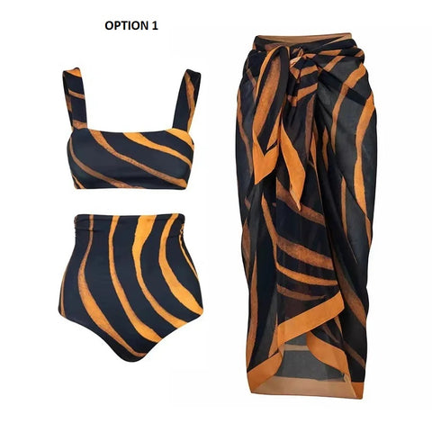Fashion Printed trend High Waist Backless Sexy Beach Swimwear CODE: KAR3144
