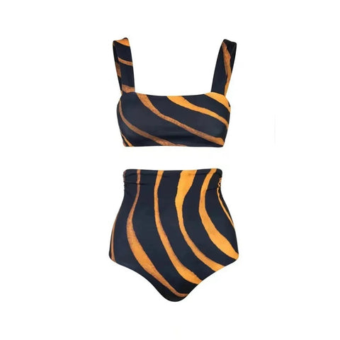 Fashion Printed trend High Waist Backless Sexy Beach Swimwear CODE: KAR3144