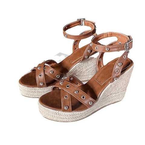 New One line with Hemp Rope Thick Bottom Slope Platform Sandal CODE: KAR3145