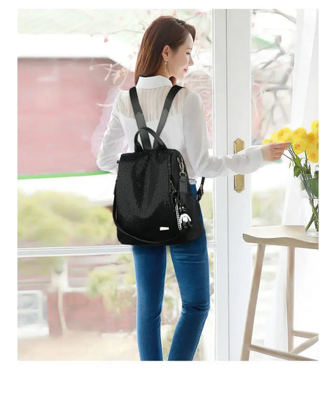 New Sequined Anti-theft Multi-function Backpack Bag CODE: KAR3146