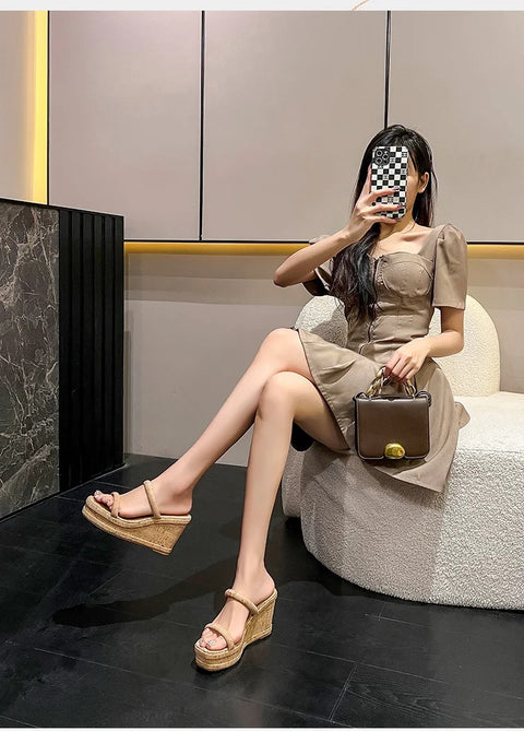 summer new One line open toe wedge platform sandal CODE: KAR3147