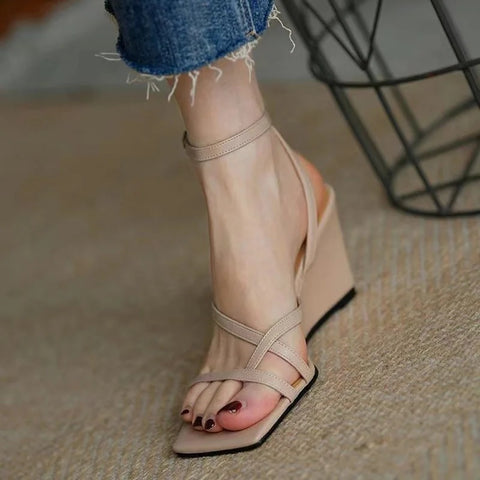 summer elegant straps open toe Narrow band wedge Platform Sandal CODE: KAR3148