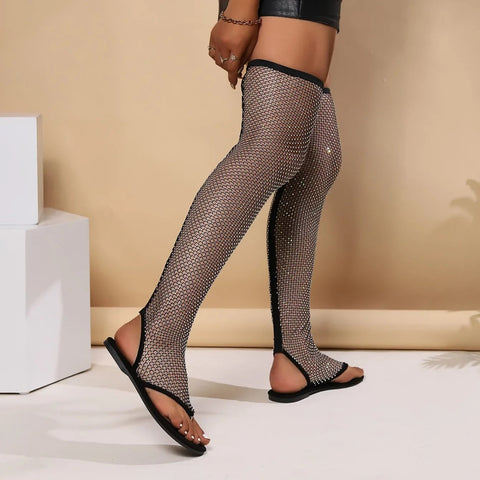 Mesh Thigh High Over The Knee Flat CODE: READY1289