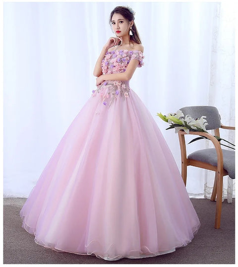 New Charming Flowers Off the Shoulder Prom Evening Party Princess Birthday Gown CODE: KAR3151