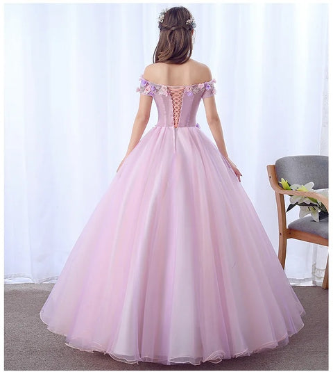 New Charming Flowers Off the Shoulder Prom Evening Party Princess Birthday Gown CODE: KAR3151