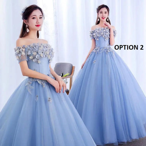 New Charming Flowers Off the Shoulder Prom Evening Party Princess Birthday Gown CODE: KAR3151