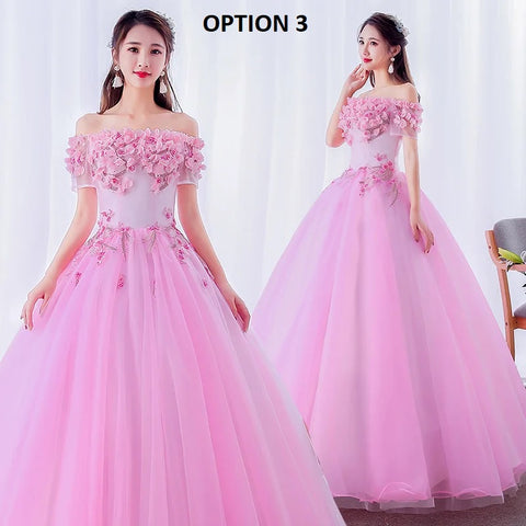New Charming Flowers Off the Shoulder Prom Evening Party Princess Birthday Gown CODE: KAR3151