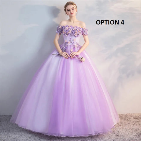 New Charming Flowers Off the Shoulder Prom Evening Party Princess Birthday Gown CODE: KAR3151