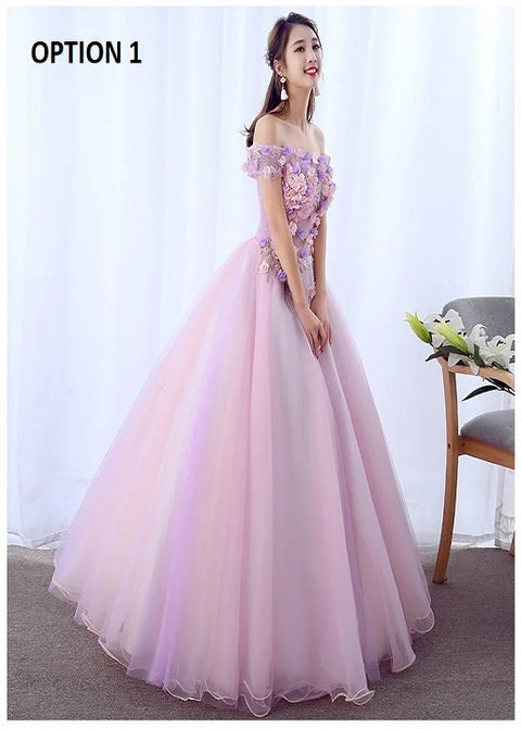 New Charming Flowers Off the Shoulder Prom Evening Party Princess Birthday Gown CODE: KAR3151