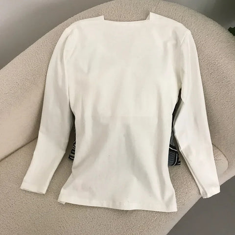 Autumn Designer  Long Sleeves Knot Slim Top CODE: KAR3154