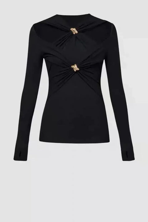 Autumn Designer  Long Sleeves Knot Slim Top CODE: KAR3154