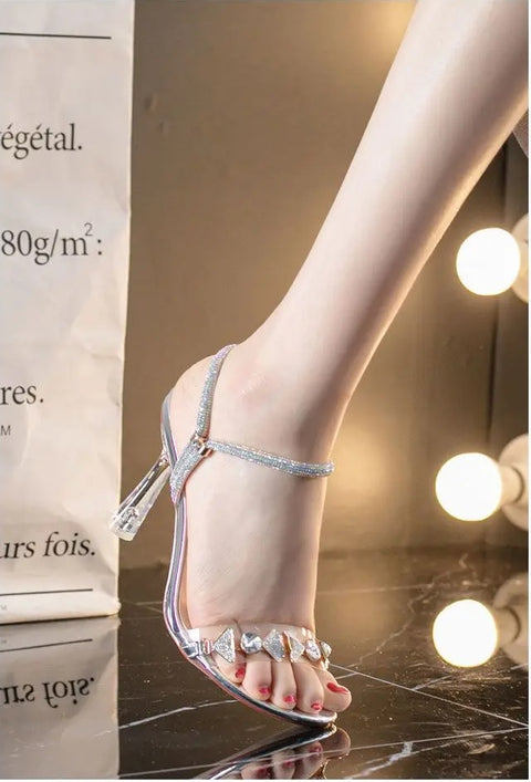 New Summer Fashion Casual Elegant Crystal Solid Concise High Heels CODE: KAR3160