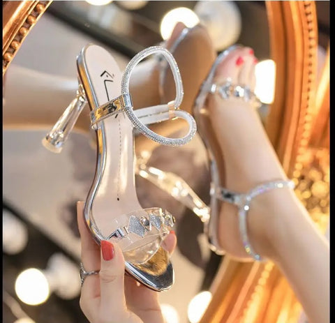 New Summer Fashion Casual Elegant Crystal Solid Concise High Heels CODE: KAR3160