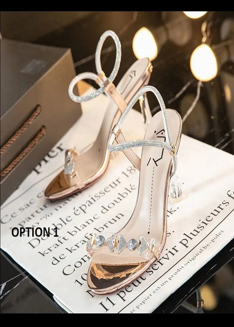 New Summer Fashion Casual Elegant Crystal Solid Concise High Heels CODE: KAR3160