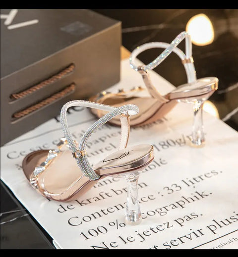 New Summer Fashion Casual Elegant Crystal Solid Concise High Heels CODE: KAR3160