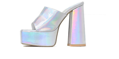 Sexy Open Toe One Broadband Slip-On Thick High Heel Sandals CODE: KAR3164