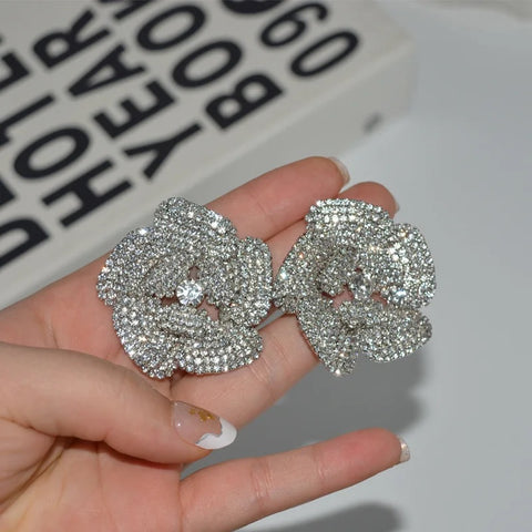 Crystal Flower Stud Big Party Weddings Earring CODE: KAR3169