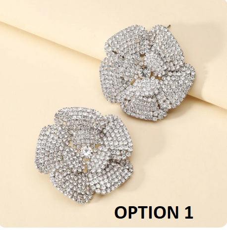 Crystal Flower Stud Big Party Weddings Earring CODE: KAR3169