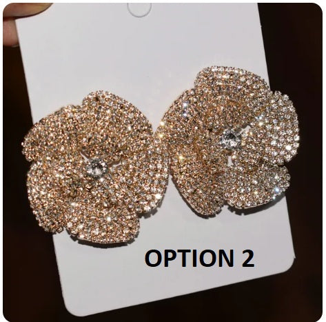 Crystal Flower Stud Big Party Weddings Earring CODE: KAR3169