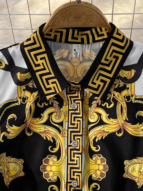 New Elegant Print Button A-Line With Belt Retro POLO Collar Slim Sleeveless Dress CODE: KAR3170