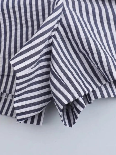 Summer Casual High Waist Belt Zipper Elegant Striped Short Skirt CODE: KAR3171