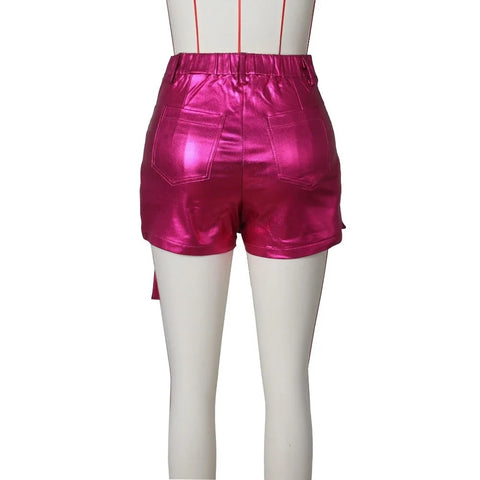 Summer New High Waisted Zipper Pocket Cargo Laser Elasticity Bottom CODE: KAR3187