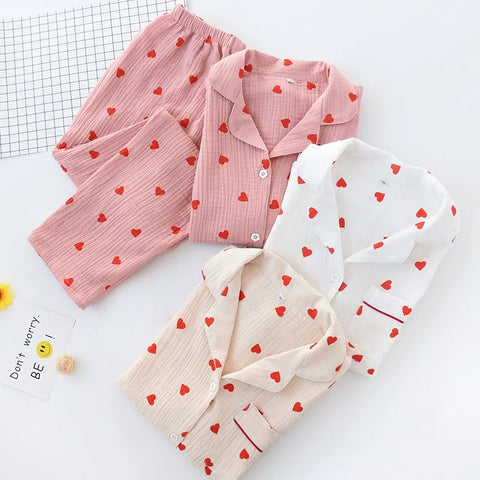 New Printed Loose Pants Valentine Love Pajamas Two Piece Set CODE: KAR3188
