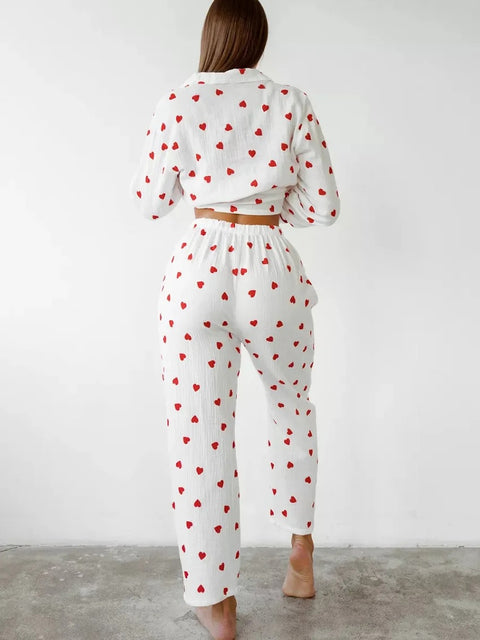 New Printed Loose Pants Valentine Love Pajamas Two Piece Set CODE: KAR3188