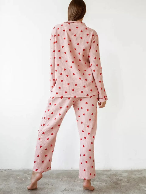 New Printed Loose Pants Valentine Love Pajamas Two Piece Set CODE: KAR3188