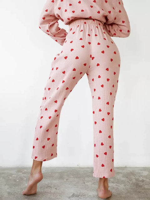 New Printed Loose Pants Valentine Love Pajamas Two Piece Set CODE: KAR3188