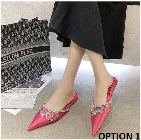 New Pointed Toe Fashion Slides Muller All-match Flat-bottomed Slippers CODE: KAR3196