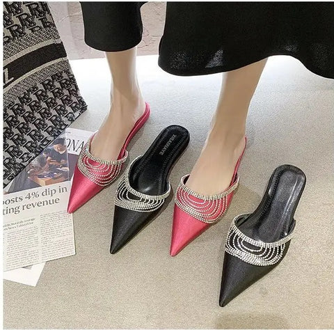 New Pointed Toe Fashion Slides Muller All-match Flat-bottomed Slippers CODE: KAR3196