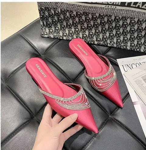 New Pointed Toe Fashion Slides Muller All-match Flat-bottomed Slippers CODE: KAR3196